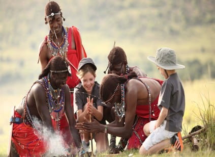 Family enjoying a Tanzania safari